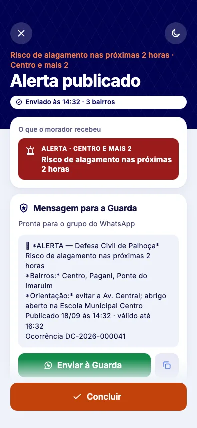 Alerta publicado: o que o morador recebeu e a mensagem pronta para a Guarda